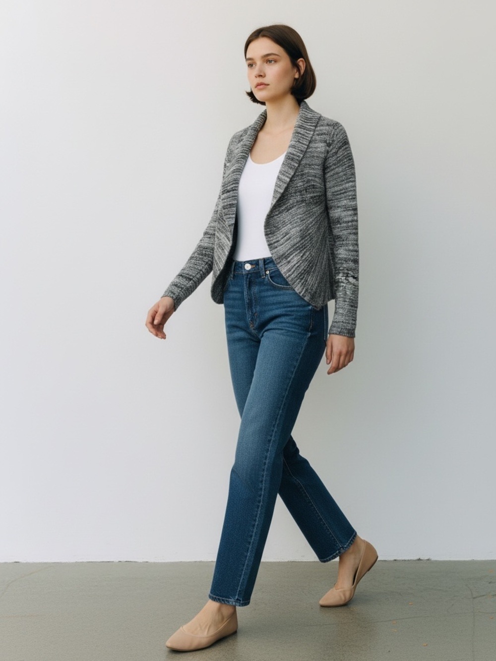 Ricki’s Circle Cardigan Open Front Shawl Collar  Sweater Blue Grey Size Small